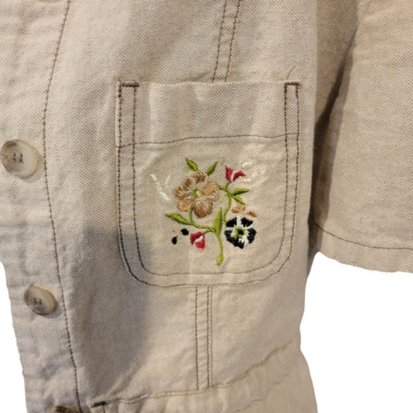 BOBBIE Brooks Short Sleeve Button Down Top With Tied Waist Size M - Picture 6 of 11